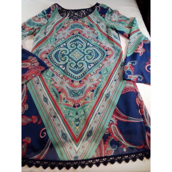 Women's Sequin Heart Multicolor Lace Back Short Dress Size Large - Picture 8 of 14